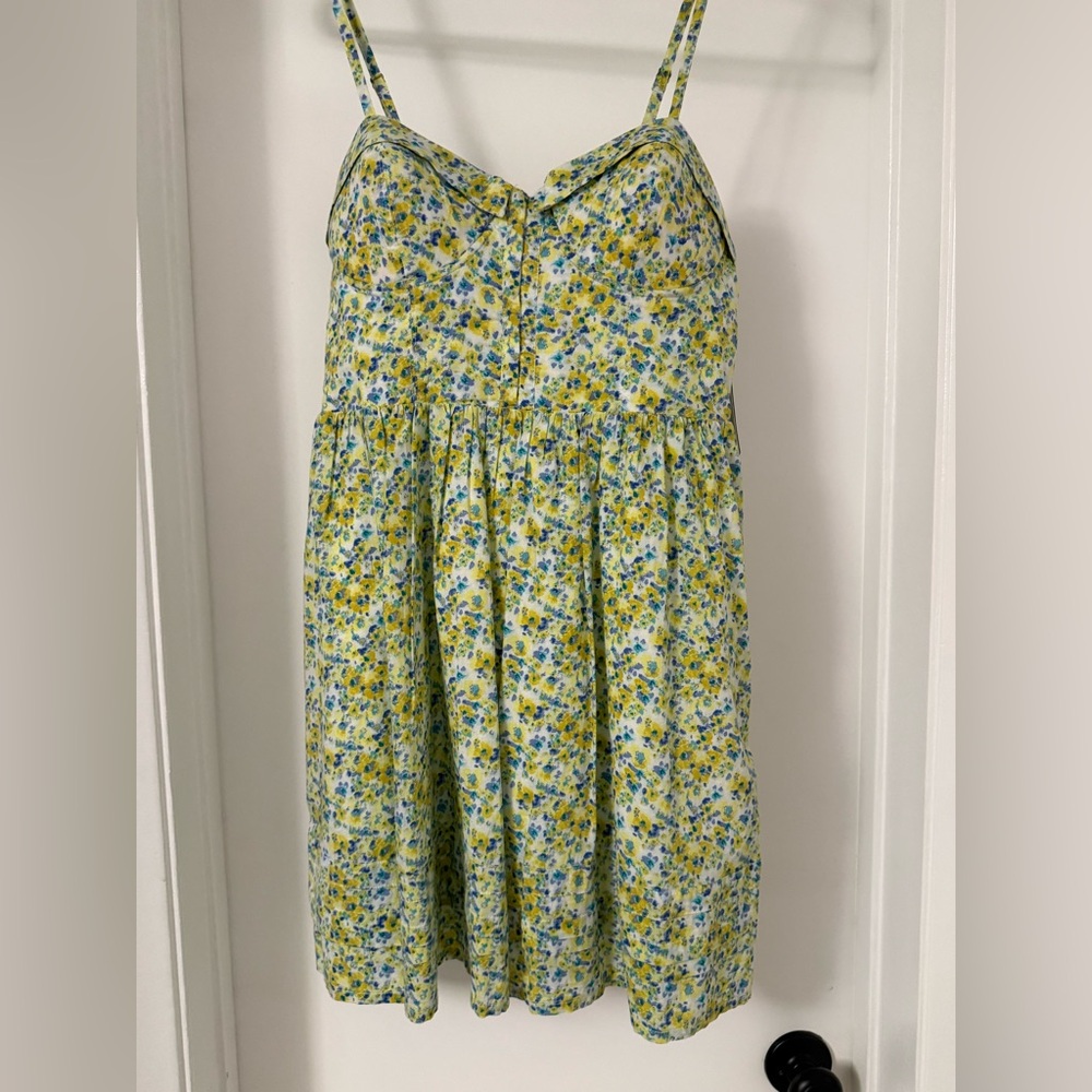 Jessica Simpson Yellow and Blue Floral A-Line Dress NWT